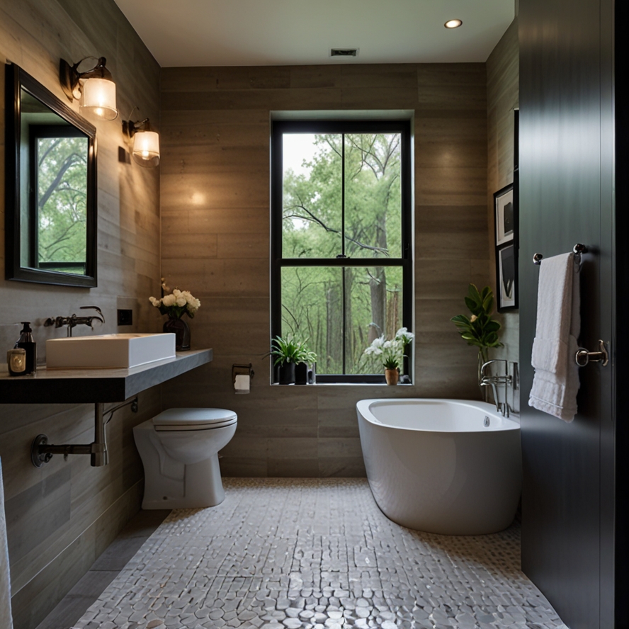 How can I incorporate modern design elements into a small full bathroom?