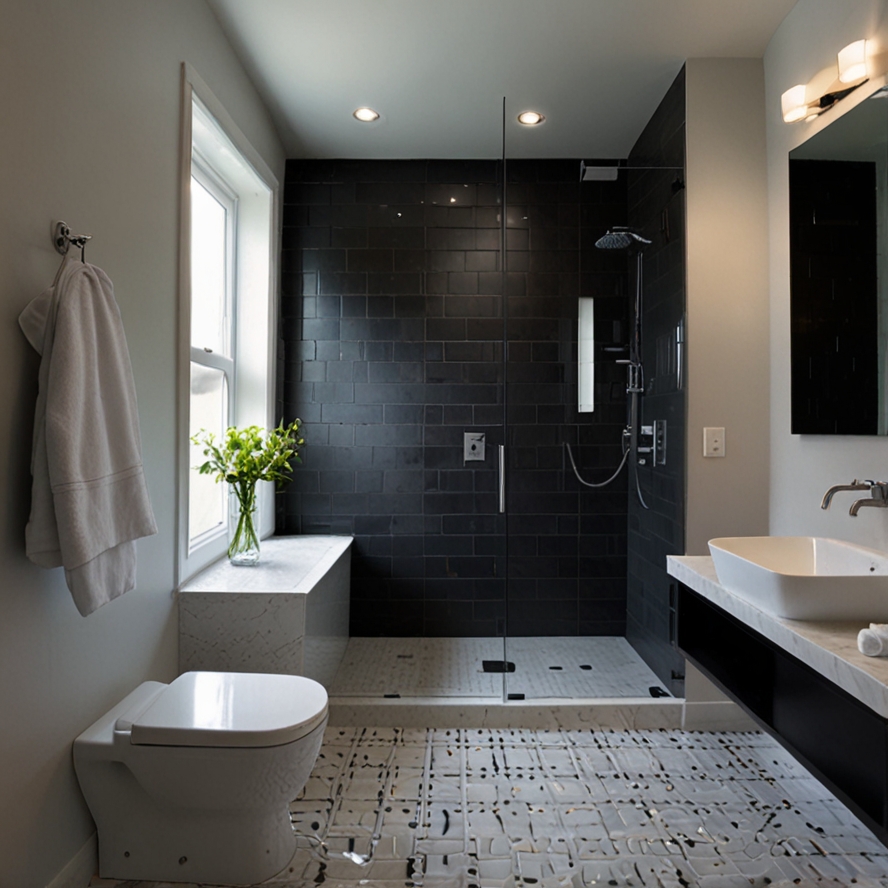 How can I incorporate modern design elements into a small full bathroom?