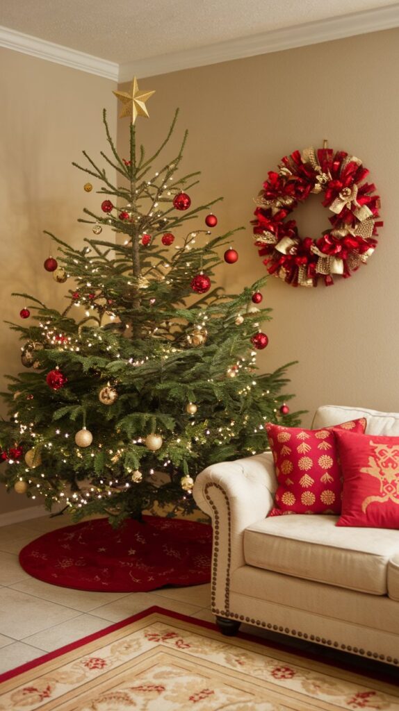 What are some unique Christmas color schemes to try in a living room this year?