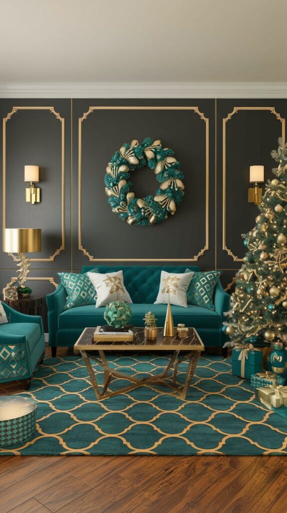 What are some unique Christmas color schemes to try in a living room this year?