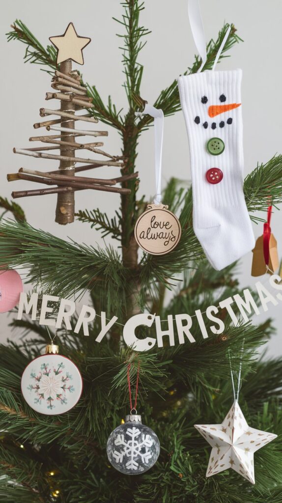 What are some creative DIY ornament ideas for a personalized Christmas tree?