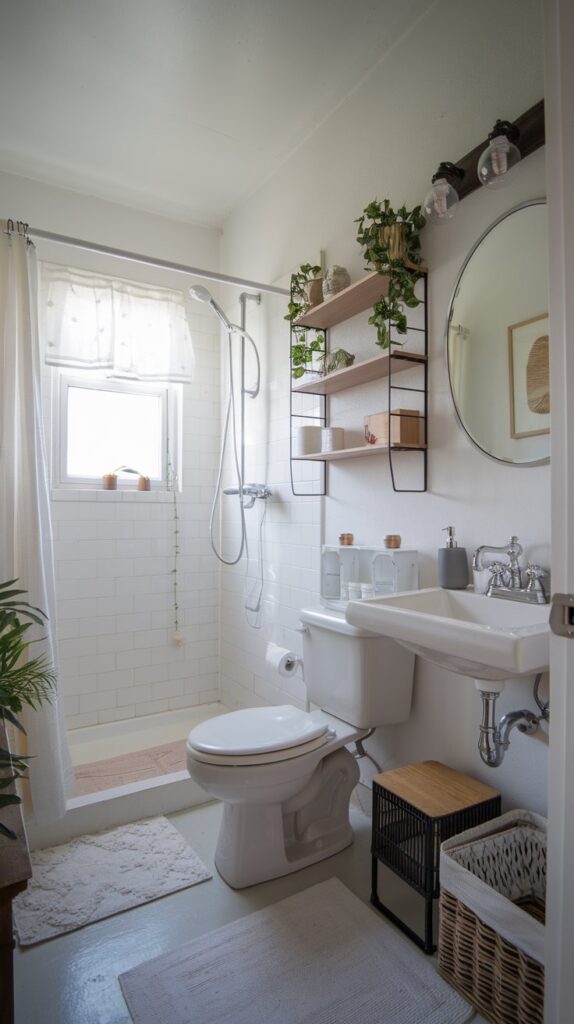 How can small bathrooms be styled to maximize space without sacrificing design?