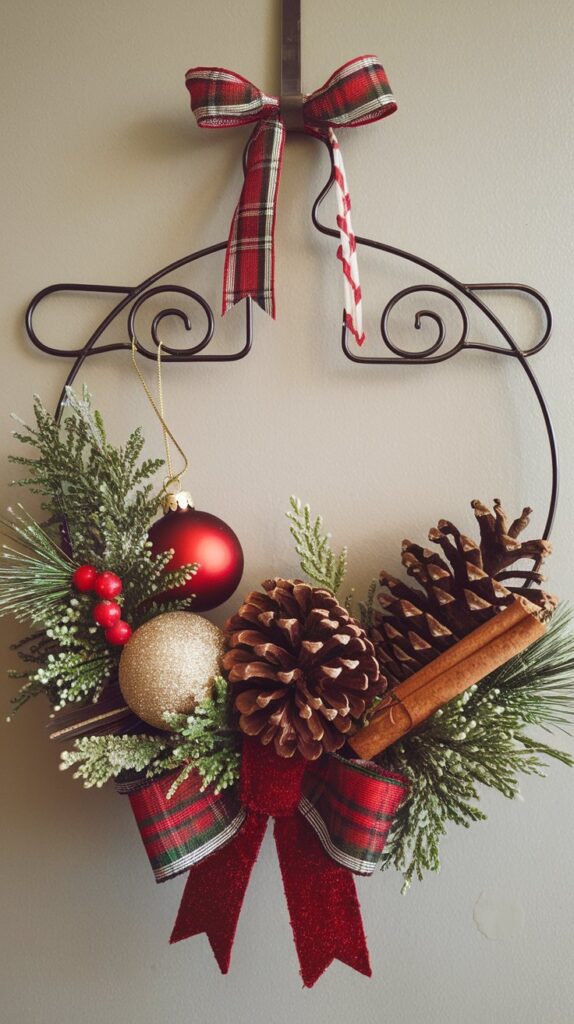 How can I create a unique Christmas wreath using items I already have?