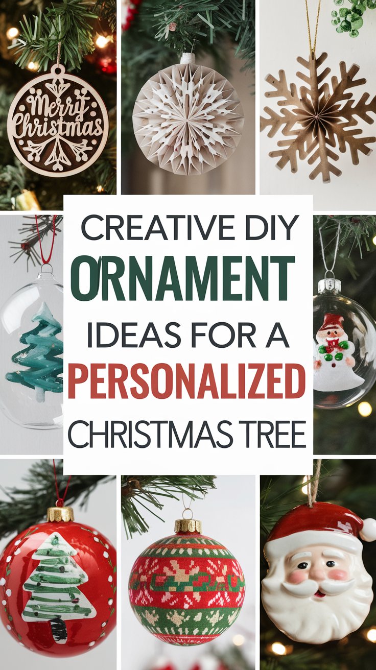 What are some creative DIY ornament ideas for a personalized Christmas tree?