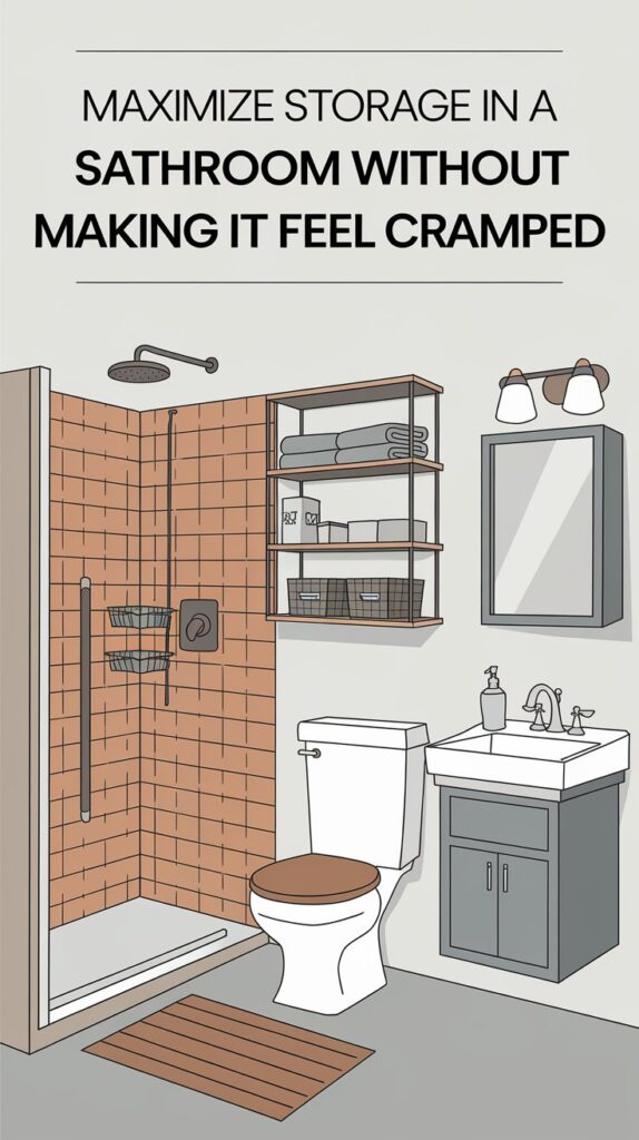 How can I maximize storage in a small bathroom without making it feel cramped?