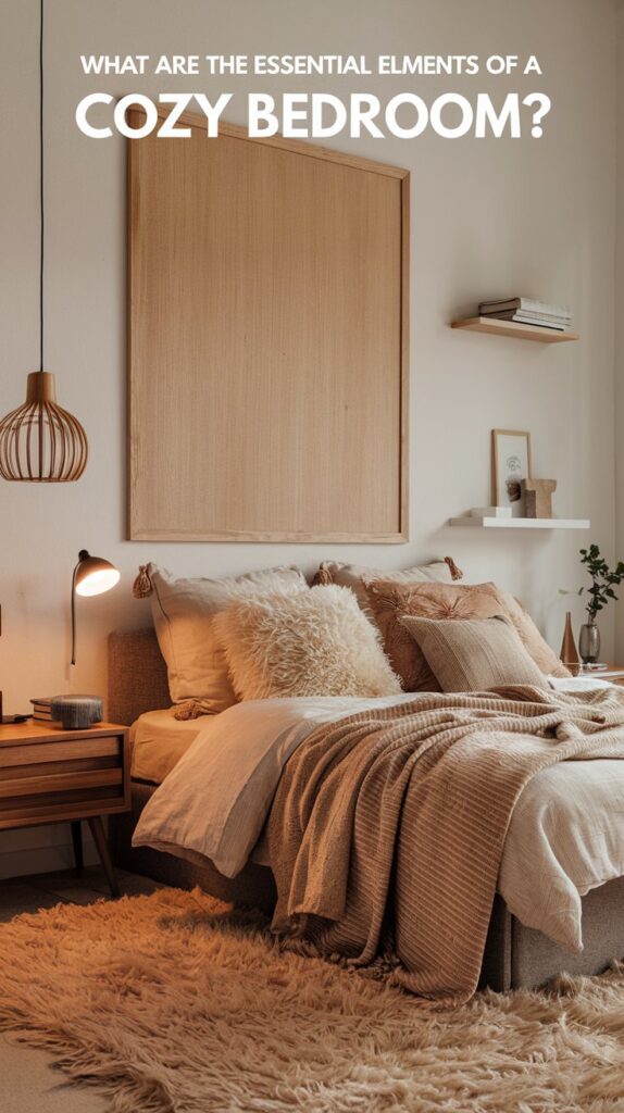 What are the essential elements of a cozy bedroom?