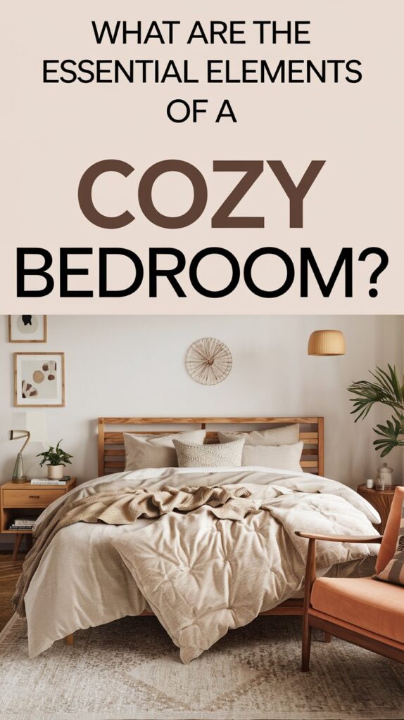 What are the essential elements of a cozy bedroom?