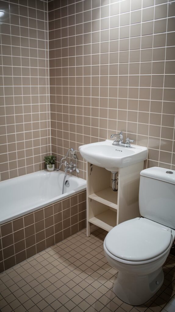 How can small bathrooms be styled to maximize space without sacrificing design?