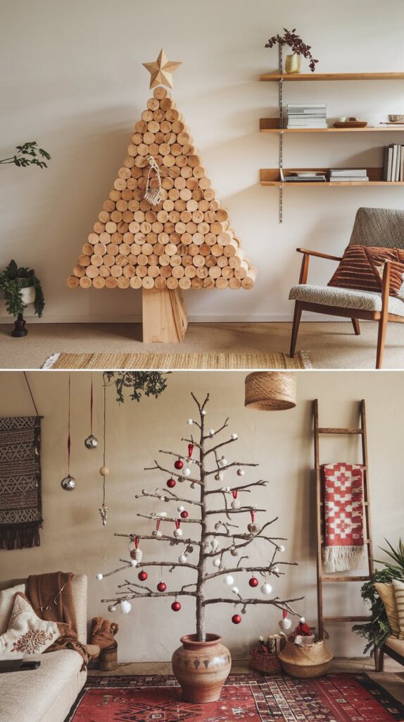 What are some creative ways to decorate a Christmas tree to match my living room style?