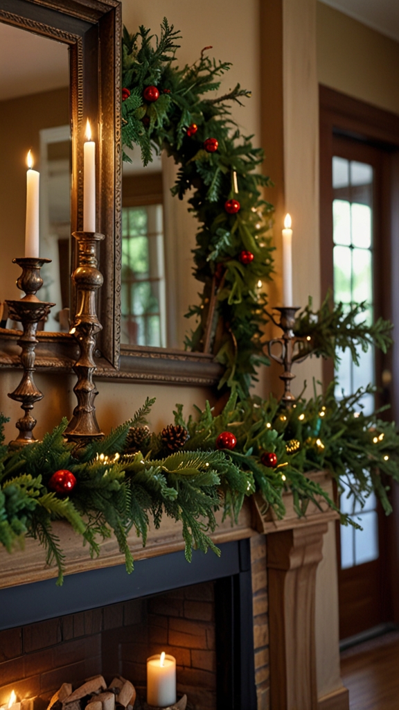 How can I decorate my mantelpiece with homemade Christmas decorations?