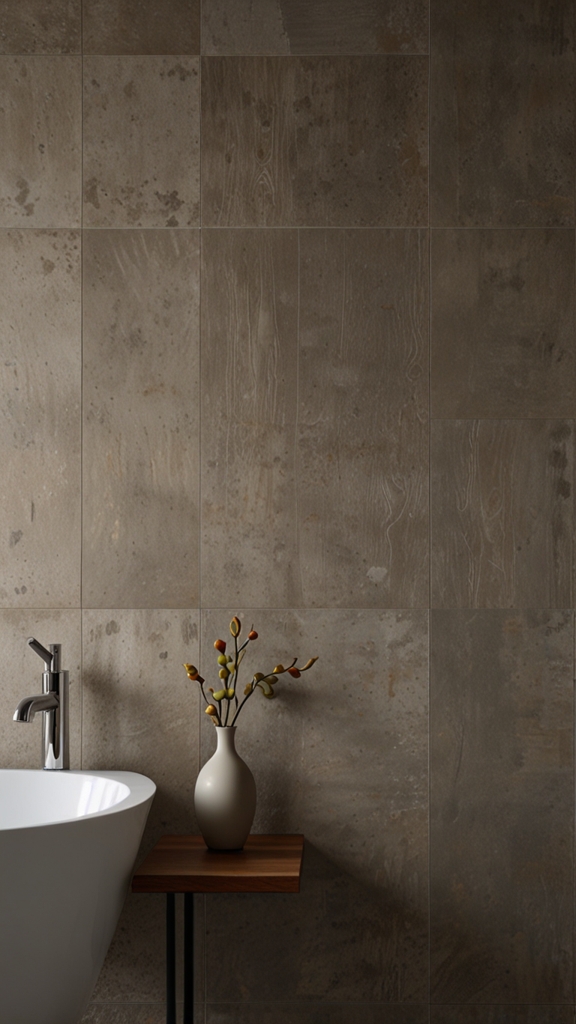 What are the key features of a minimalist bathroom design?