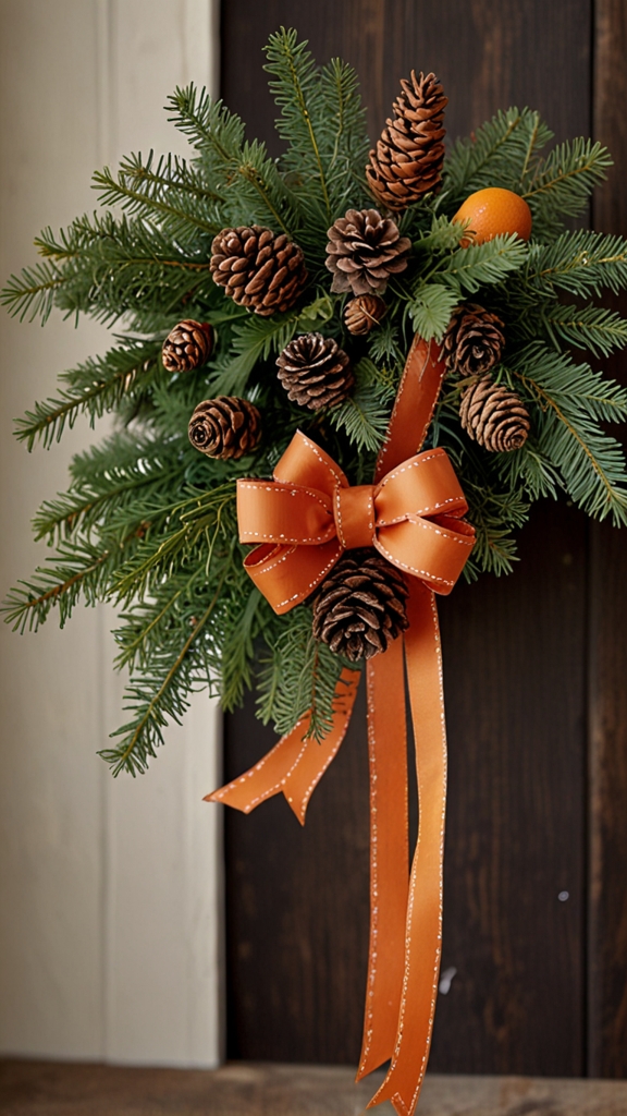 How can I make my own Christmas garland using natural materials like pinecones and greenery?