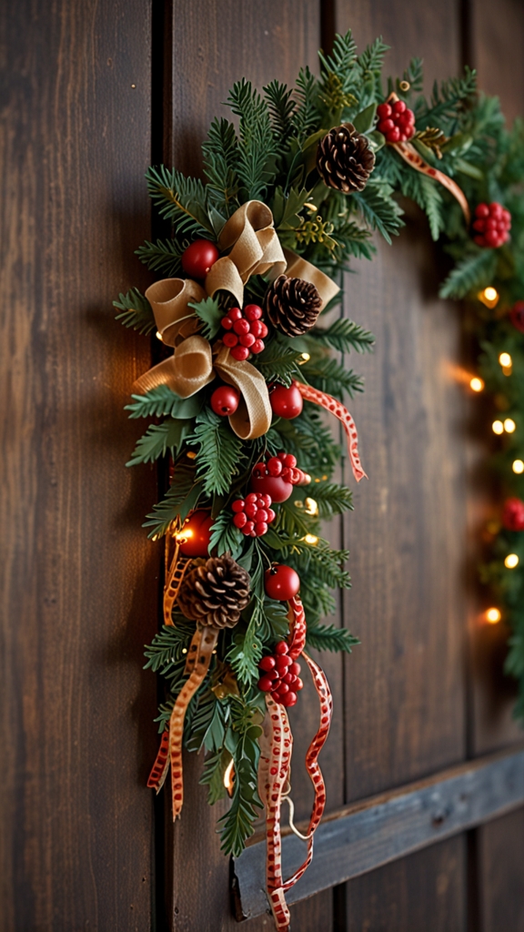 How can I make my own Christmas garland using natural materials like pinecones and greenery?