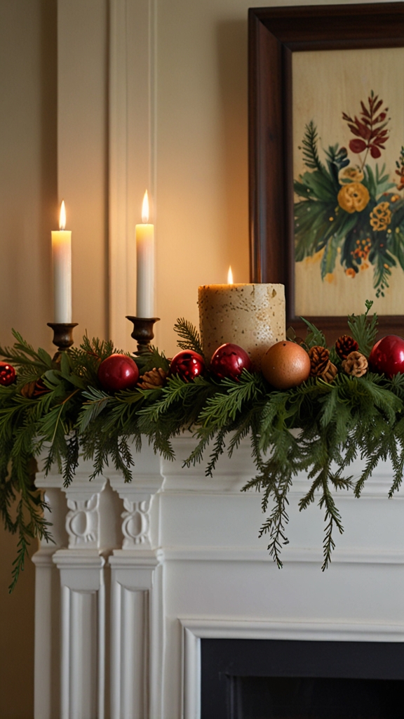 How can I make my own Christmas garland using natural materials like pinecones and greenery?