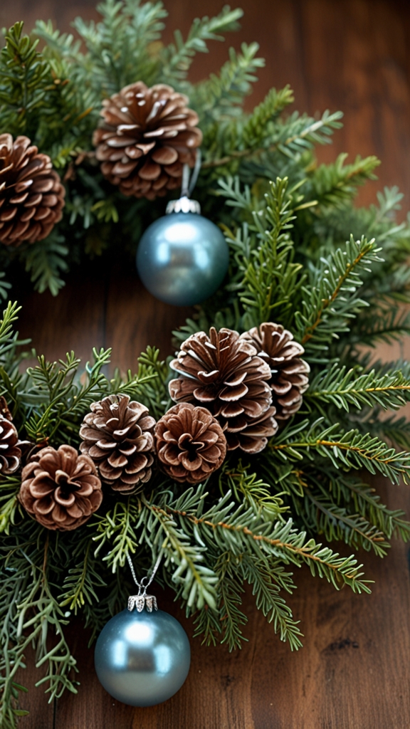 How can I make my own Christmas garland using natural materials like pinecones and greenery?