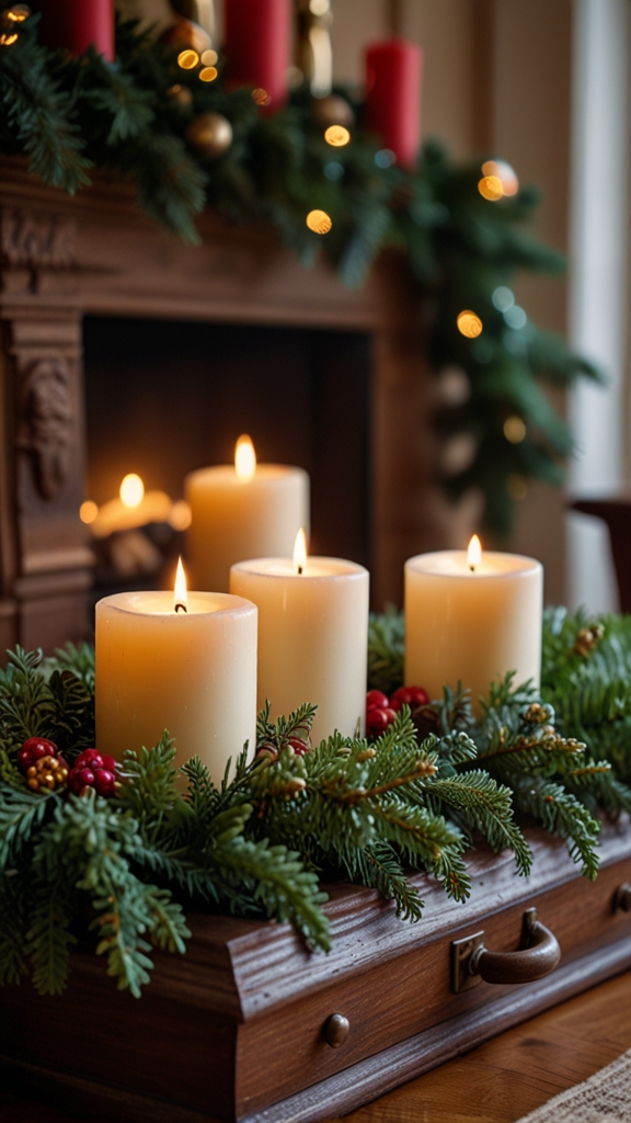 How can I make my own Christmas garland using natural materials like pinecones and greenery?