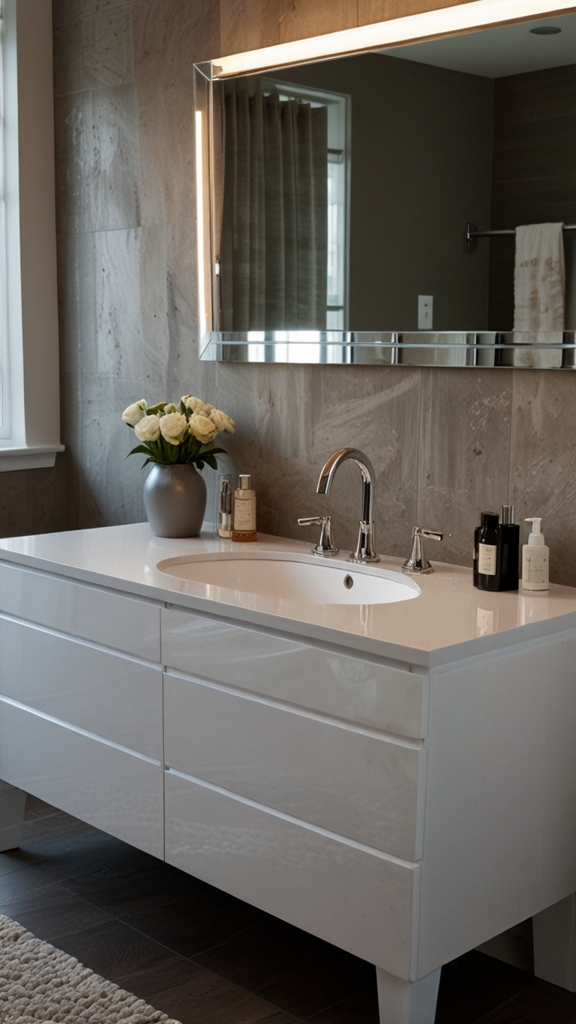 What are the most popular materials for modern bathroom vanities?