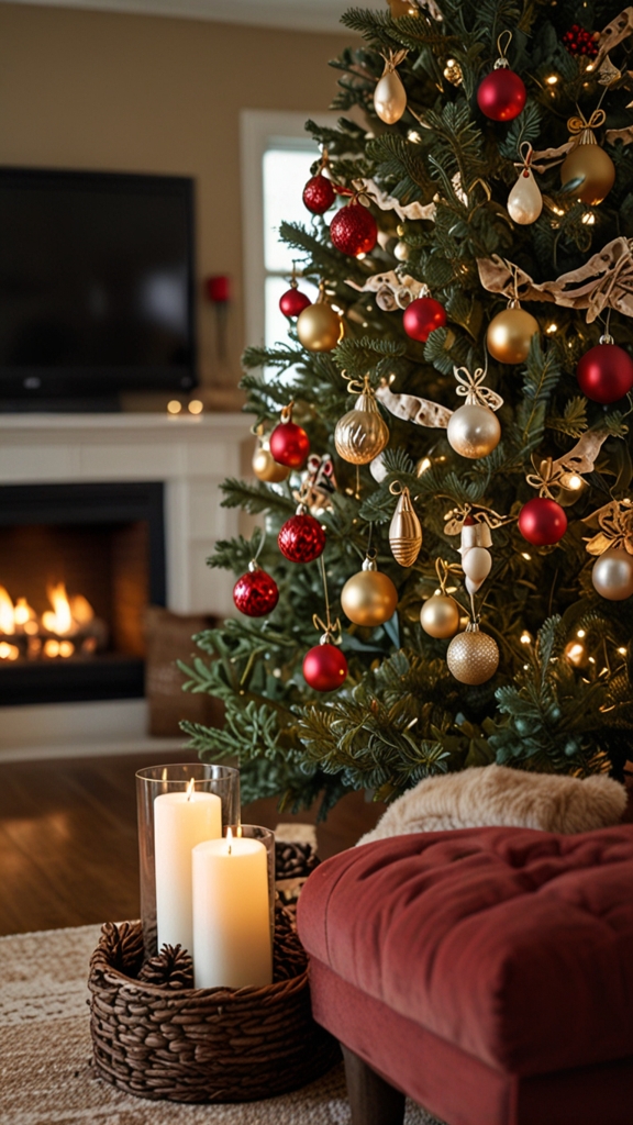 What are some budget-friendly Christmas decor ideas for a cozy living room?