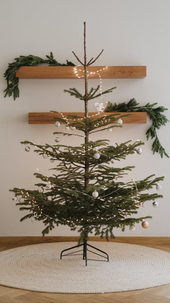 What are some creative ways to decorate a Christmas tree to match my living room style?