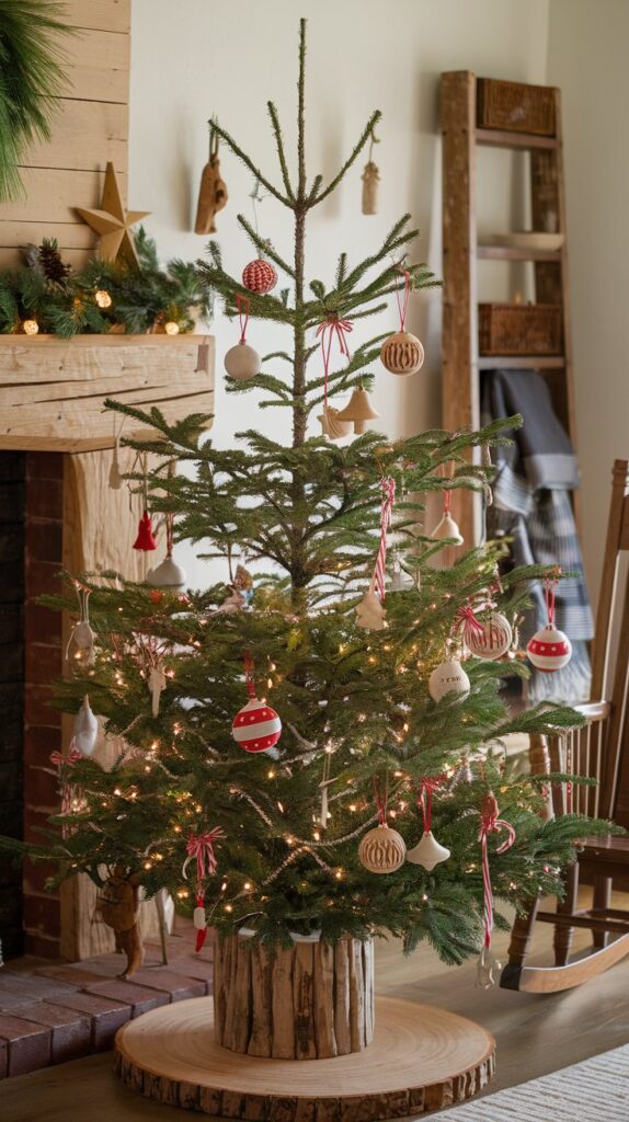 What are some creative ways to decorate a Christmas tree to match my living room style?