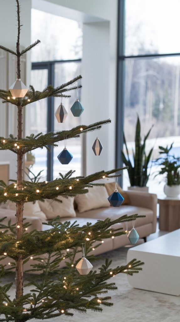 What are some creative ways to decorate a Christmas tree to match my living room style?