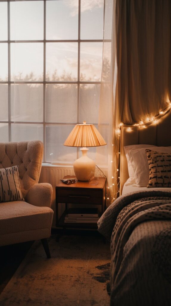 What are the best lighting options to make my bedroom feel cozy?