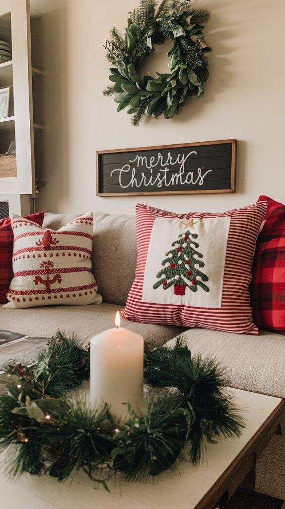 What are some budget-friendly Christmas decor ideas for a cozy living room?