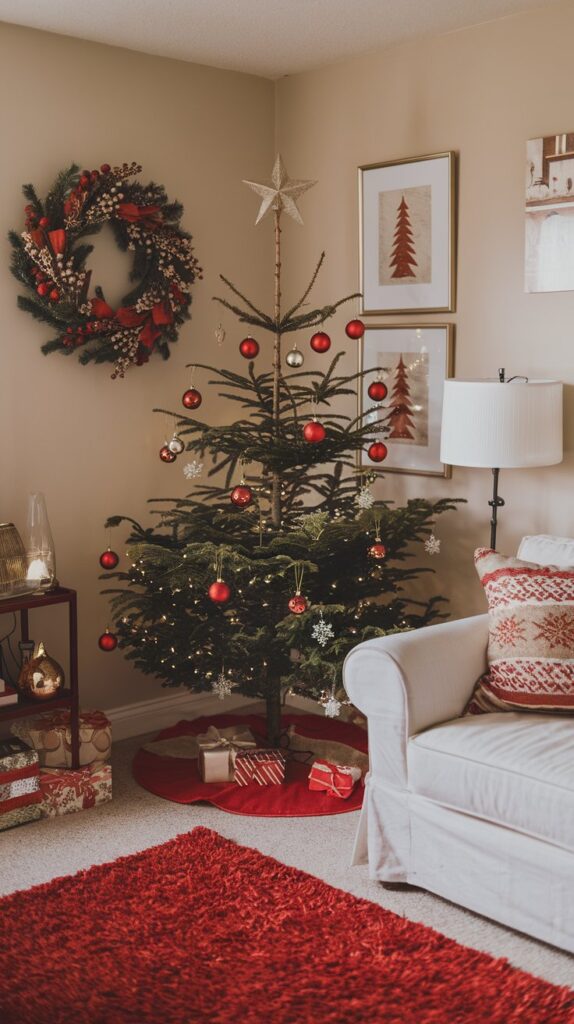 What are some budget-friendly Christmas decor ideas for a cozy living room?