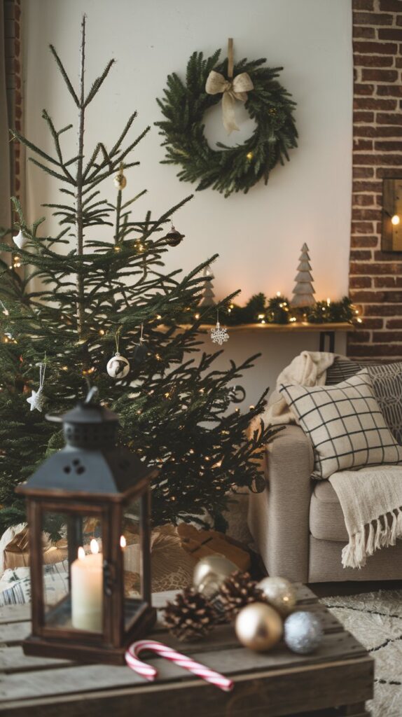 What are some budget-friendly Christmas decor ideas for a cozy living room?