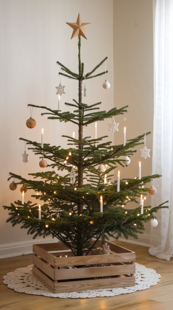 What are some creative ways to decorate a Christmas tree to match my living room style?