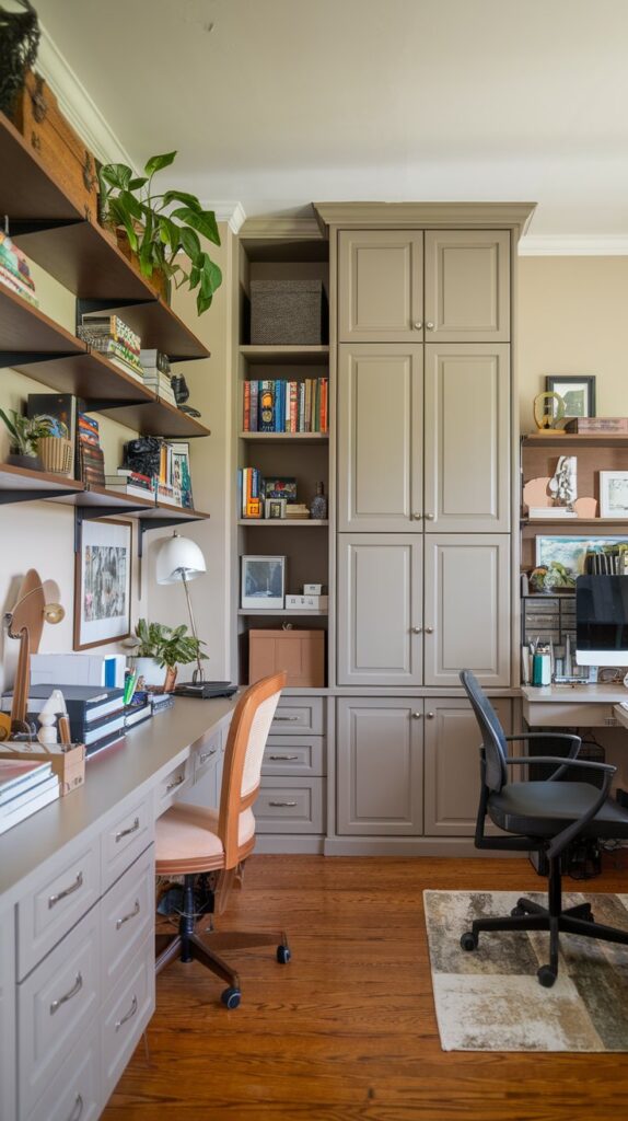 Do you prefer open shelving, closed cabinets, or a mix of both for your built-ins in home office?