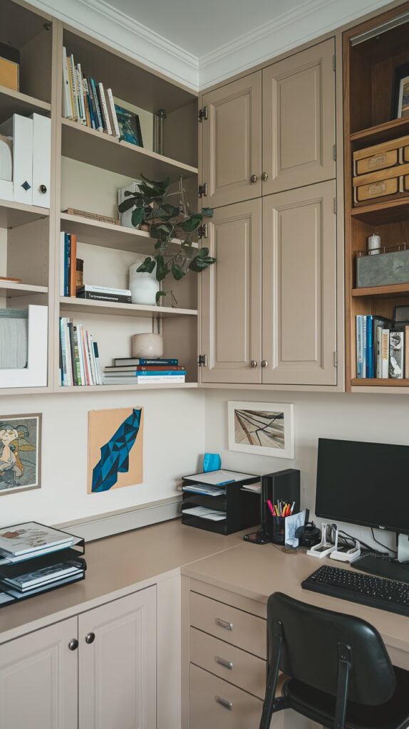 Do you prefer open shelving, closed cabinets, or a mix of both for your built-ins in home office?