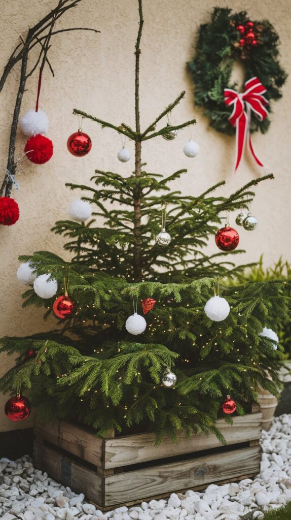 How can I craft beautiful outdoor Christmas decorations with minimal tools?