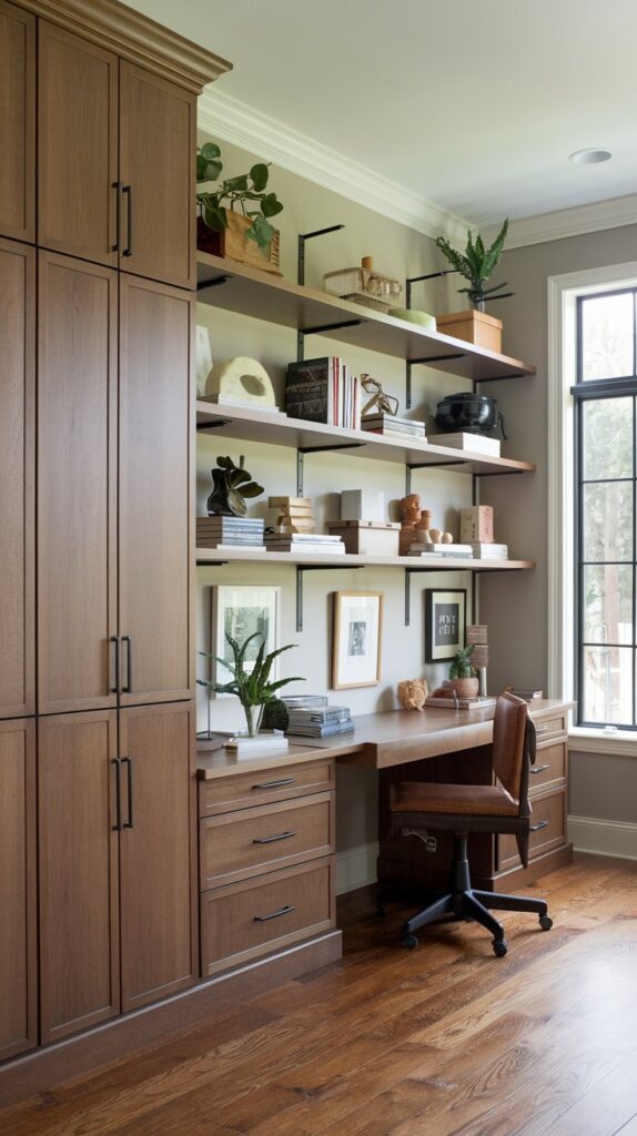 Do you prefer open shelving, closed cabinets, or a mix of both for your built-ins in home office?