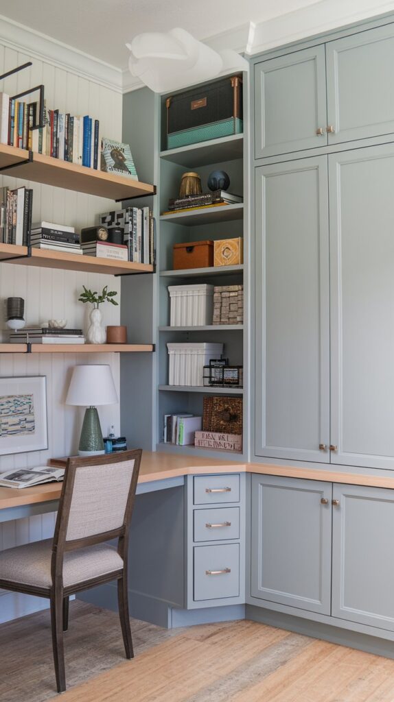 Do you prefer open shelving, closed cabinets, or a mix of both for your built-ins in home office?