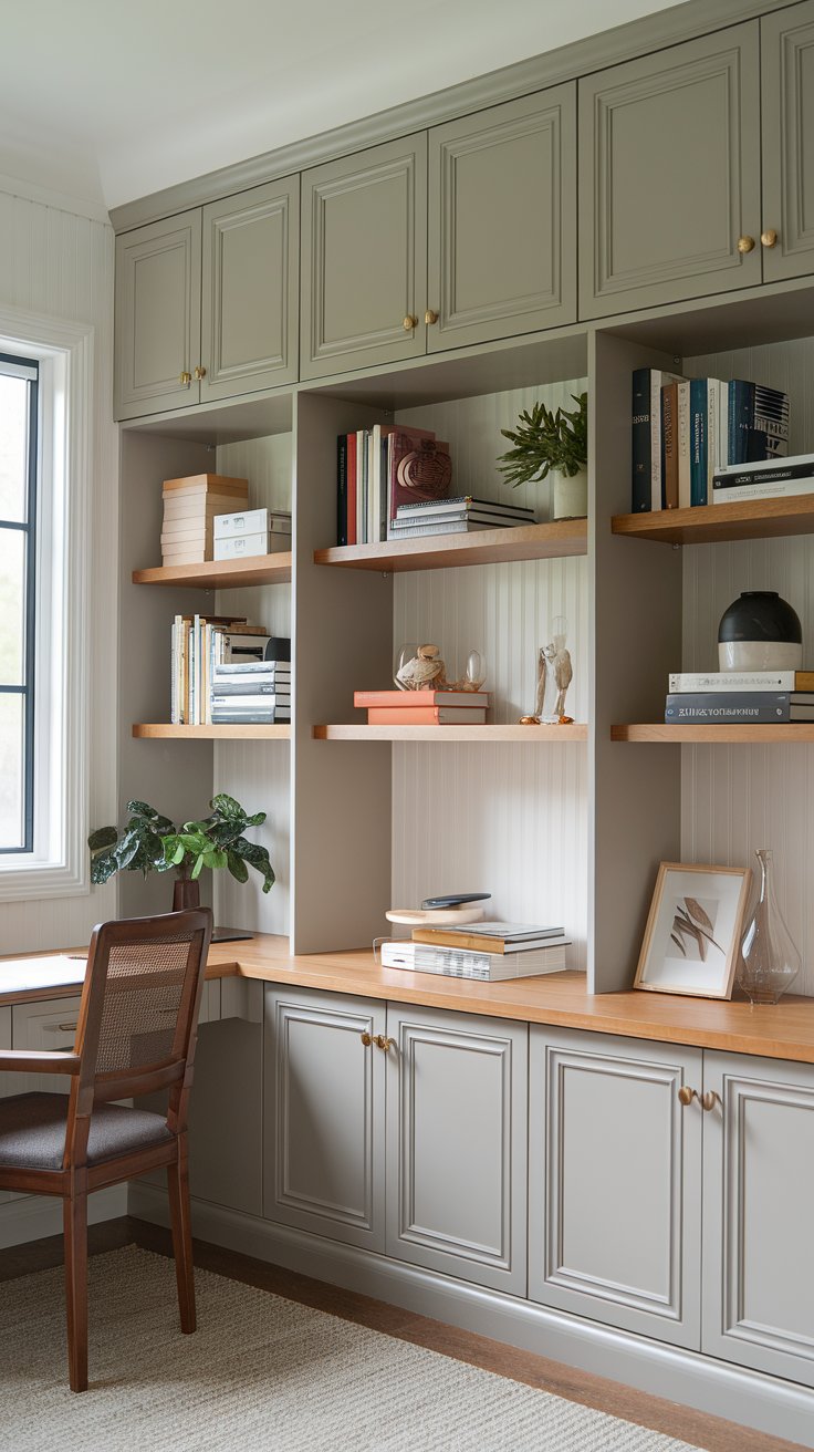 Do you prefer open shelving, closed cabinets, or a mix of both for your built-ins in home office?