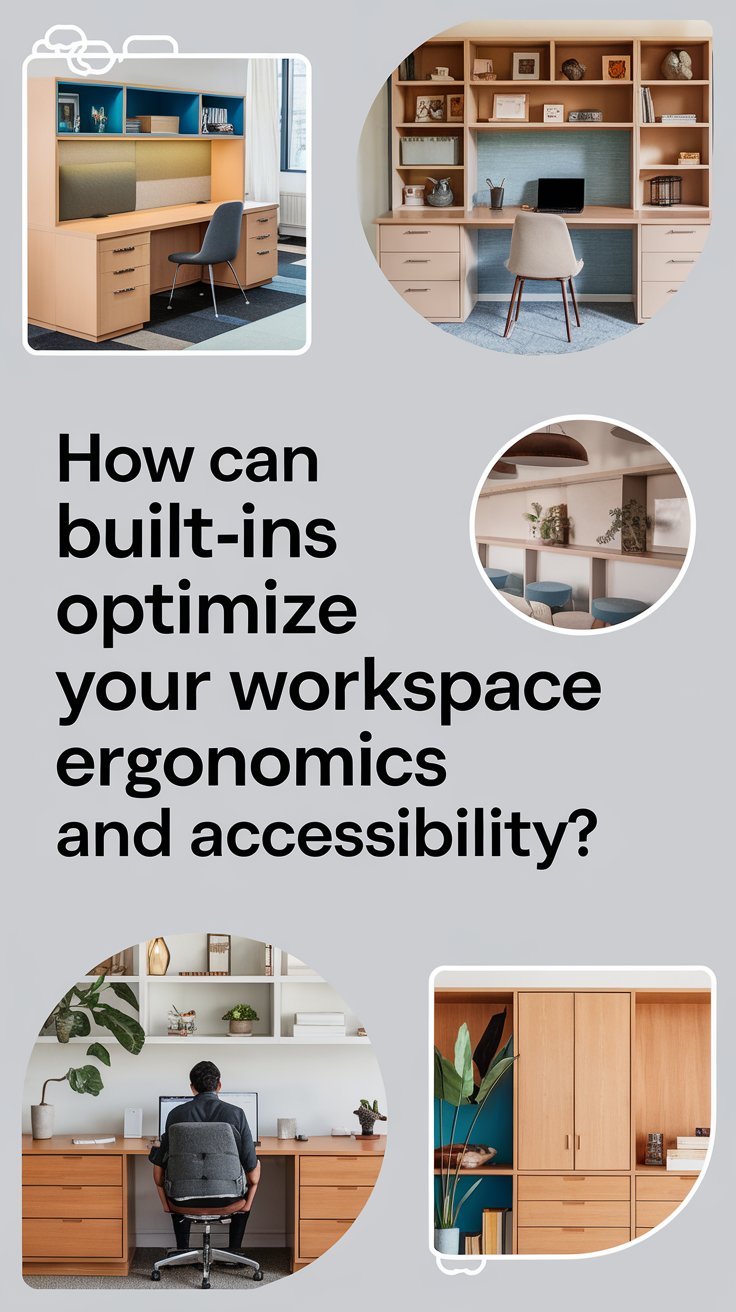 How can built-ins optimize your workspace ergonomics and accessibility?