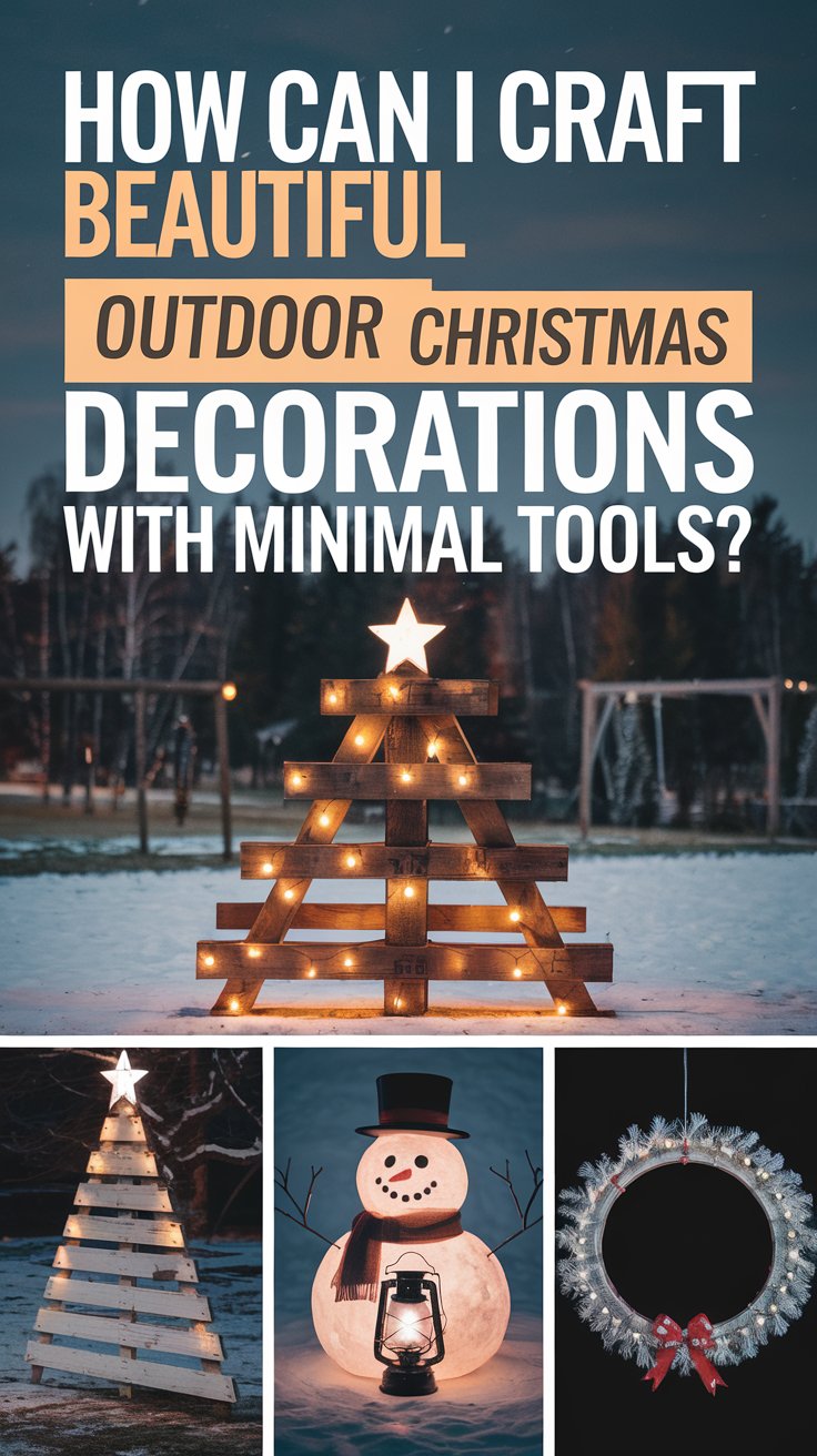 How can I craft beautiful outdoor Christmas decorations with minimal tools?