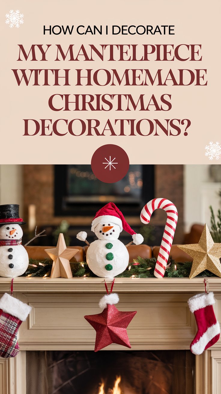 How can I decorate my mantelpiece with homemade Christmas decorations?