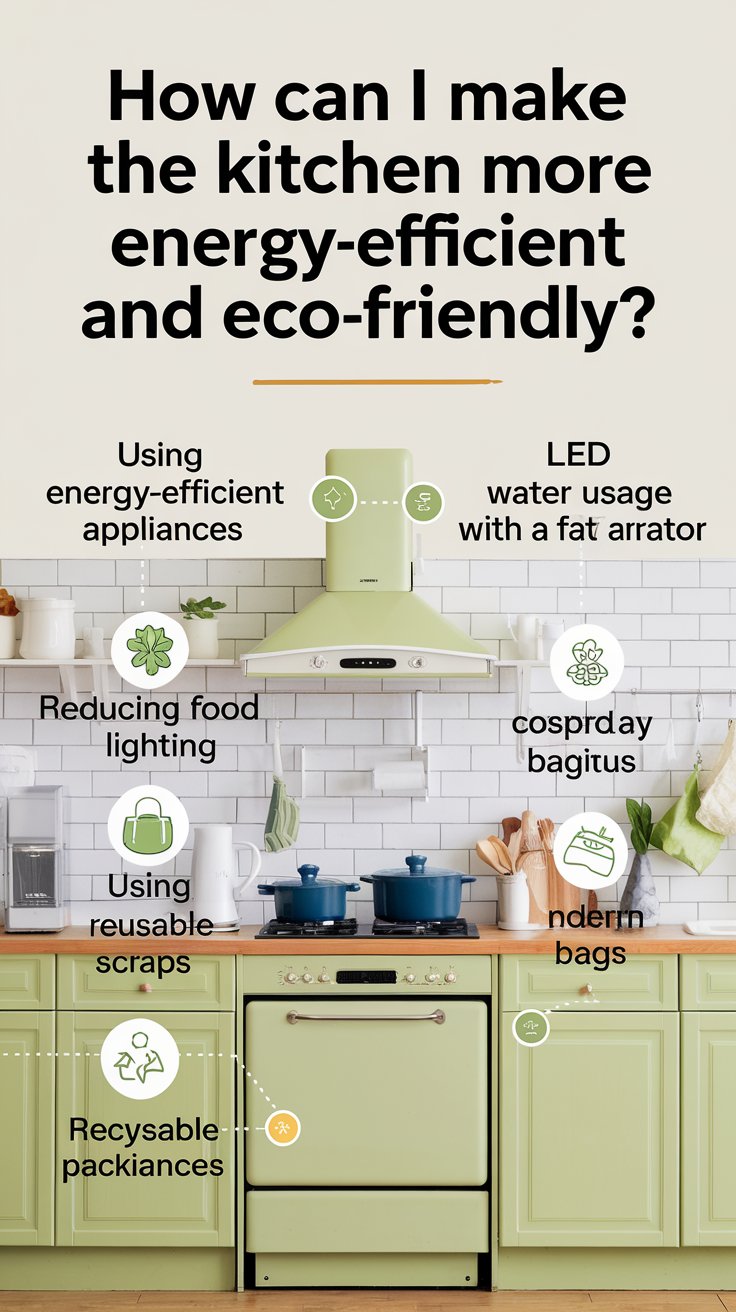 How can I make the kitchen more energy-efficient and eco-friendly?