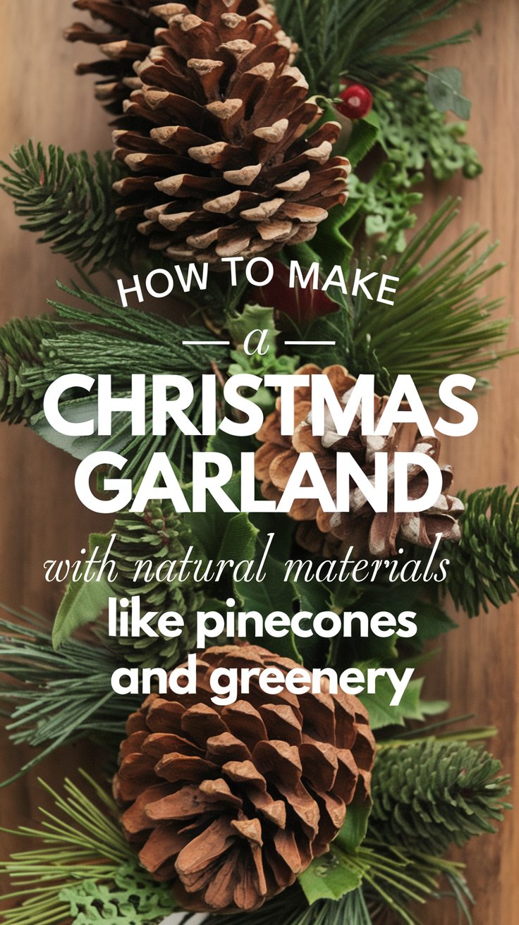 How can I make my own Christmas garland using natural materials like pinecones and greenery?