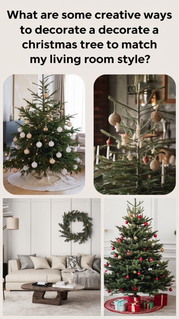 What are some creative ways to decorate a Christmas tree to match my living room style?