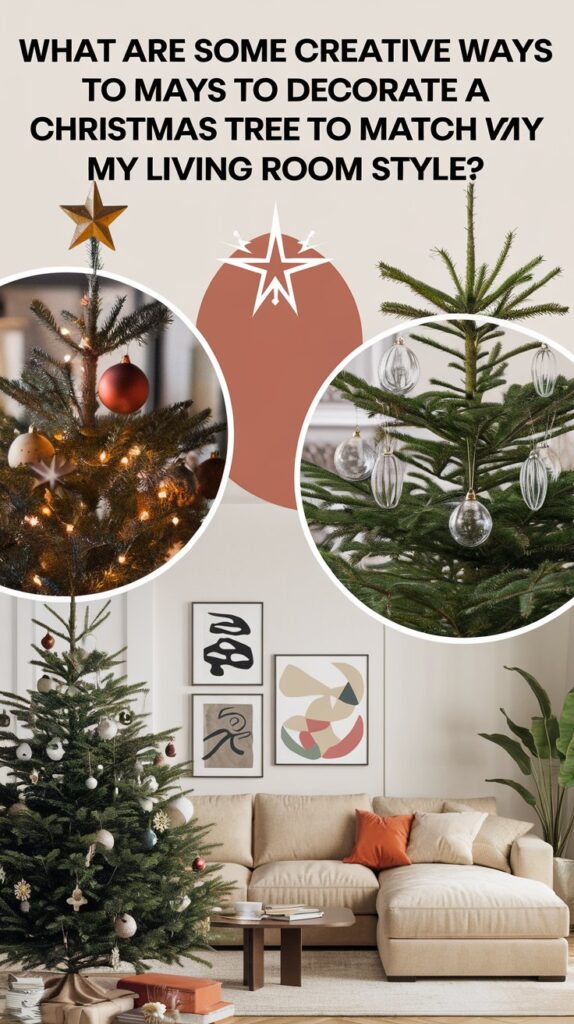 What are some creative ways to decorate a Christmas tree to match my living room style?