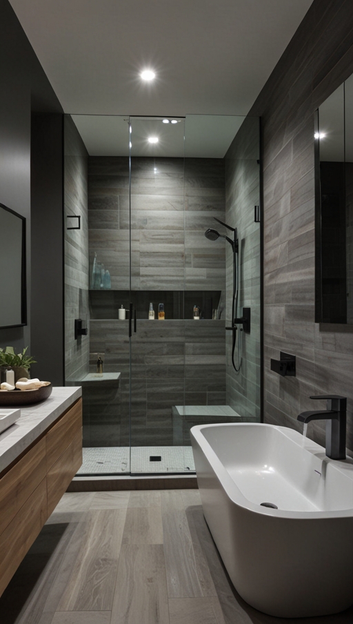 What materials work best for a minimalist bathroom aesthetic?