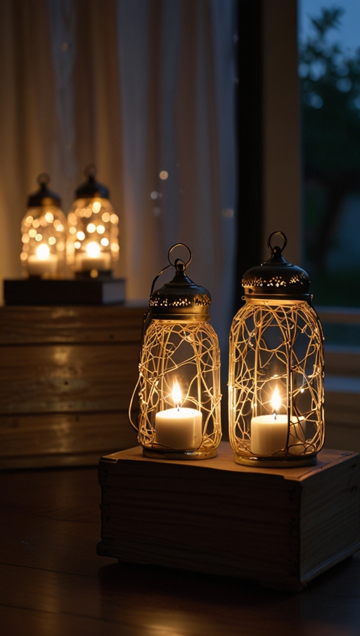 What are some traditional Ramadan decorations that can enhance the festive atmosphere at home?