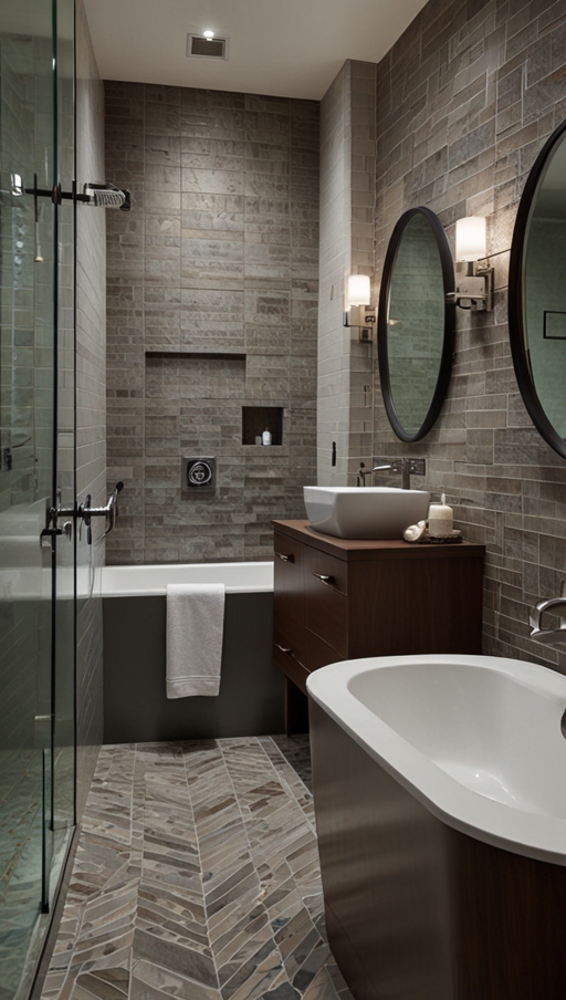 How does the choice of tiles influence the overall look and feel of a bathroom?