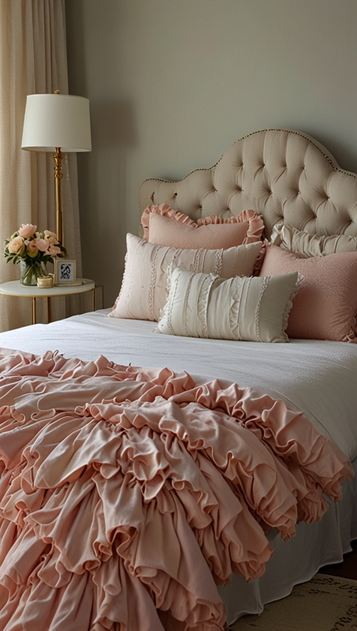 What are some popular bedding styles and patterns for a chic bedroom look?