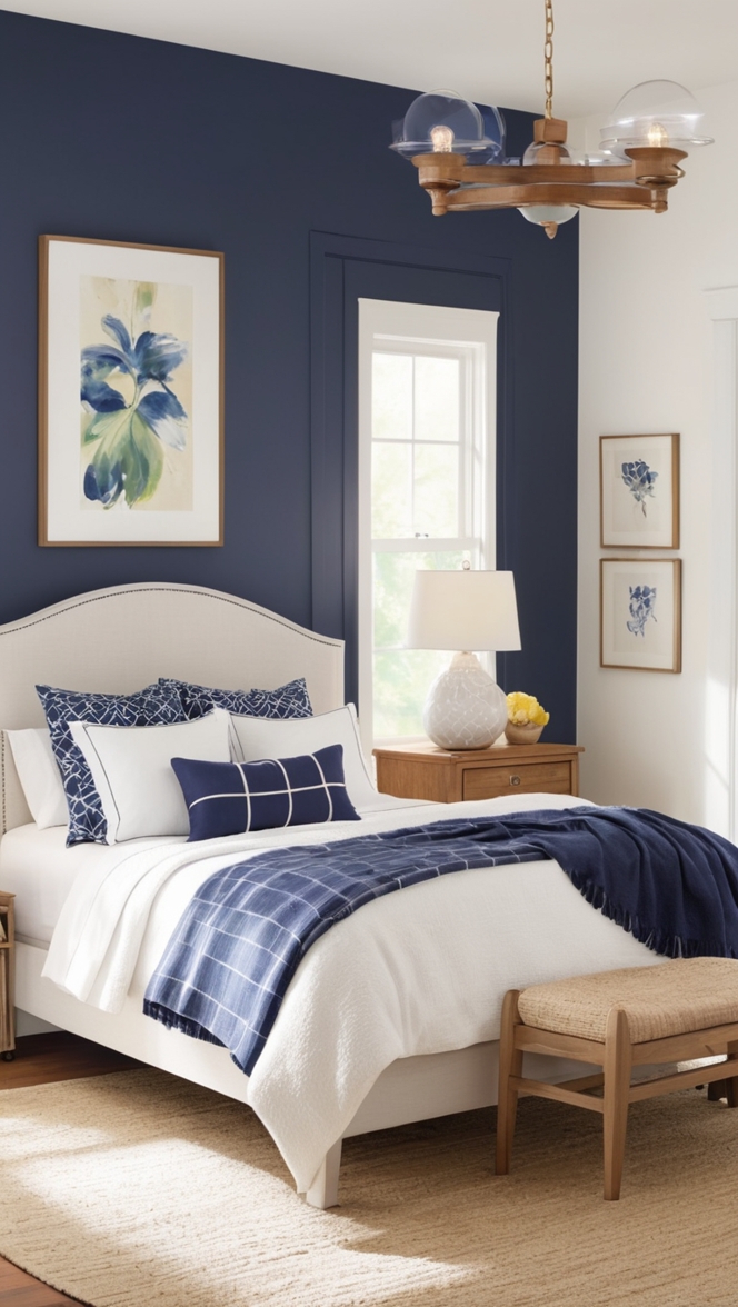 Navy blue bedding, Navy and white curtains, Navy blue decor, Navy and white duvet, Navy bedding sets