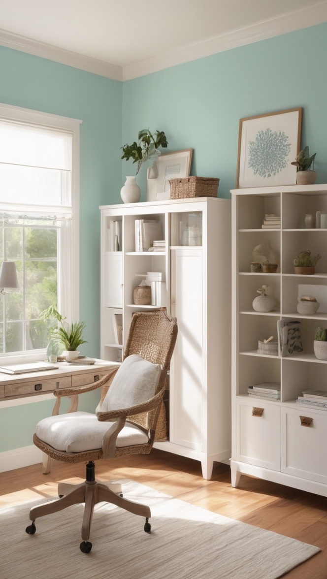 home office decor, modern home office, small home office design, cozy work space, Scandinavian home office