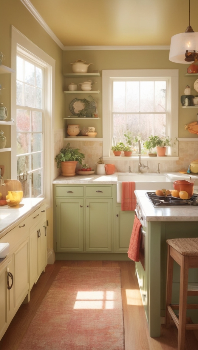 cozy kitchen decor, modern farmhouse kitchen, rustic kitchen interior, minimalist kitchen design, boho chic kitchen